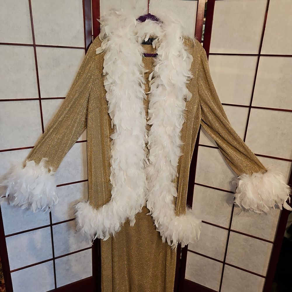 Glamorous ALEX Evenings Sparkling Gold Maxi Dress/Cardigan Set